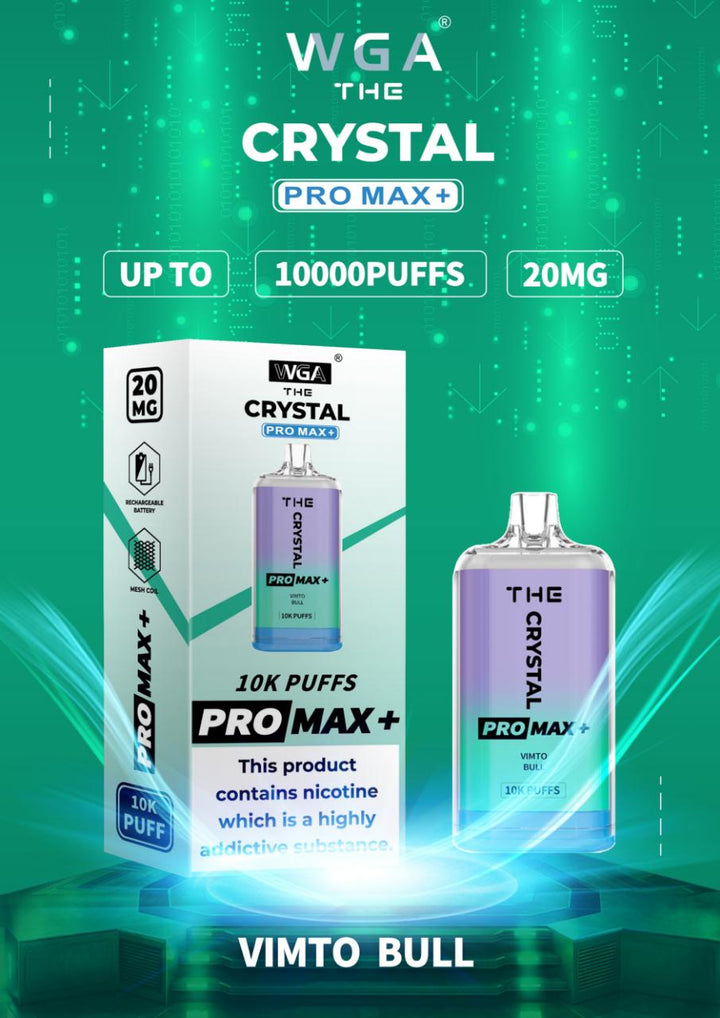 The Crystal Pro Max + 10000 Disposable Vape Puff Pod Box of 10 - Vapingsupply