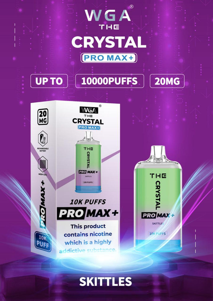The Crystal Pro Max + 10000 Disposable Vape Puff Pod Box of 10 - Vapingsupply