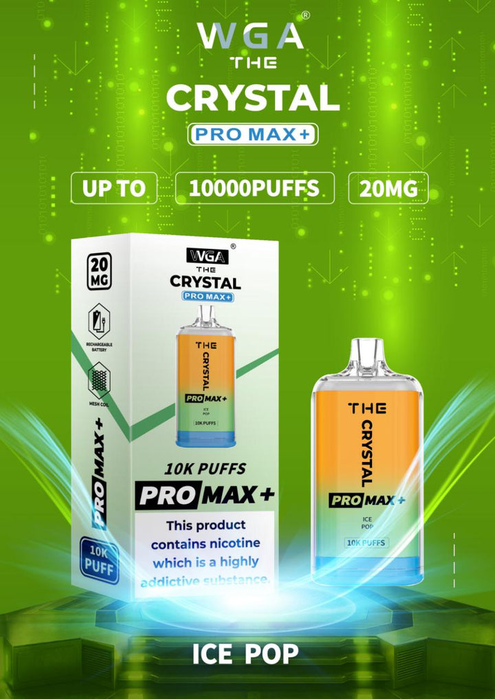 The Crystal Pro Max + 10000 Disposable Vape Puff Pod Box of 10 - Vapingsupply